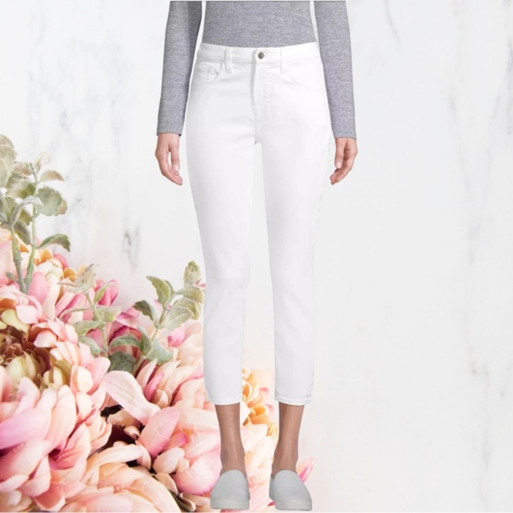 JEN7 BY 7 FOR ALL MANKIND Straight Crop Stretch Jean White Denim Sz 10